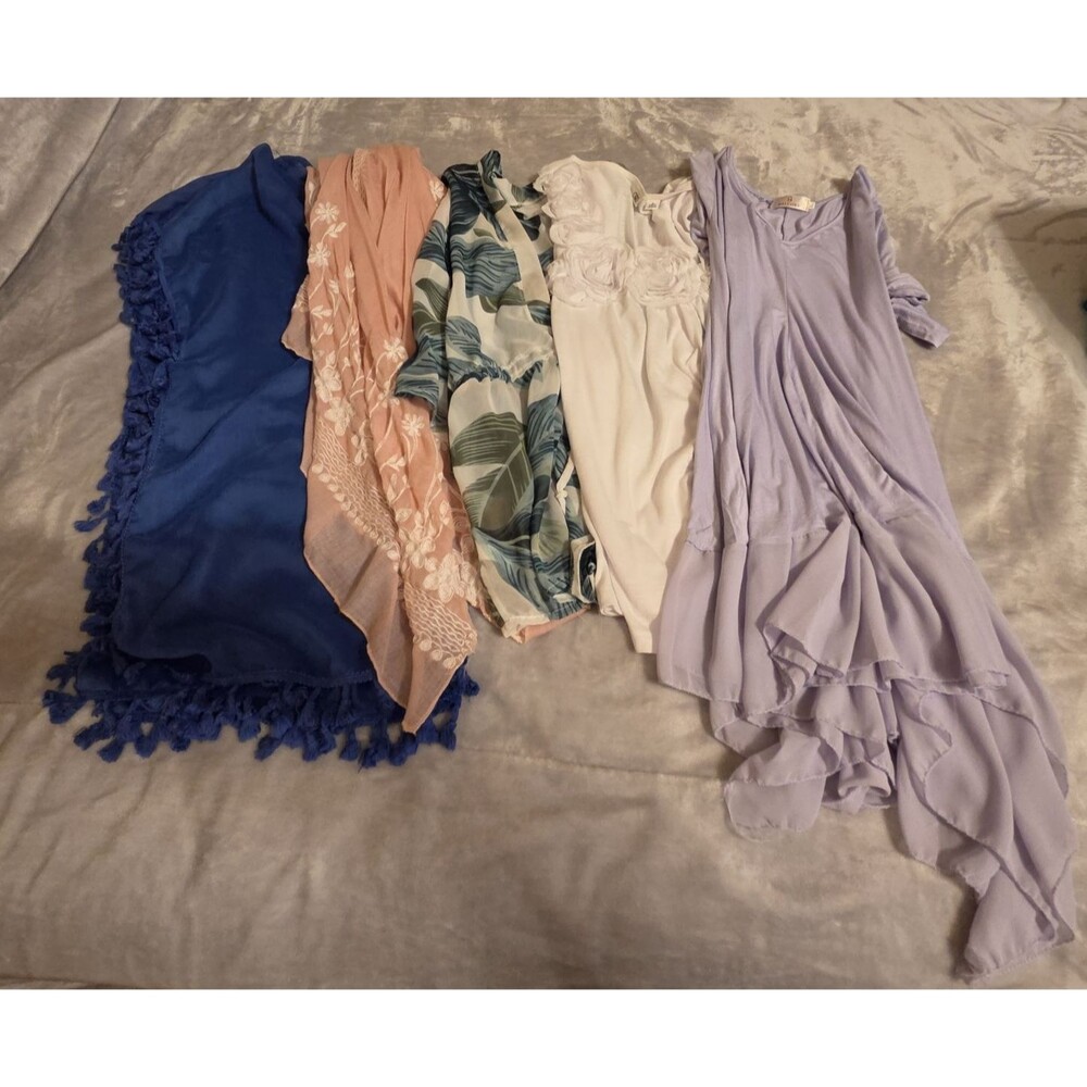 Lot Of 5 Women's Tops & Cover Ups, Size XL, Various Brands See Description